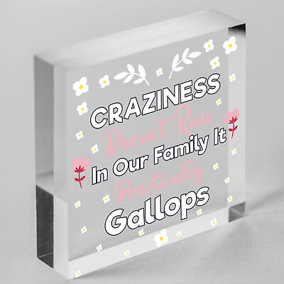 Craziness Gallops In Our Family Wooden Hanging Heart Novelty Families Plaque