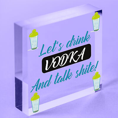 Lets Drink Vodka Funny Alcohol Gift Man Cave Home Bar Hanging Plaque Pub Sign