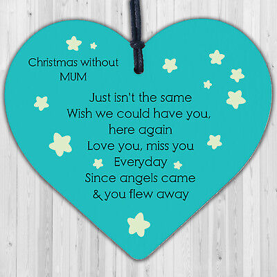 Memorial Plaque For Mum Dad Nan Grandad Hanging Heart Christmas Tree Decoration