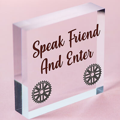 Speak Friend & Enter MAN CAVE GIFT Shed Door Hanging Plaque Dad Pub Bar Sign