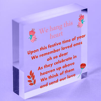 Memorial Heart Plaque For Mum Nan Dad Grandad Christmas Tree Ornament Decoration