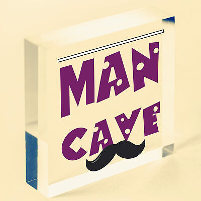 Man Cave Moustache Novelty Wooden Hanging Plaque Funny Sign Classy Husband Gift