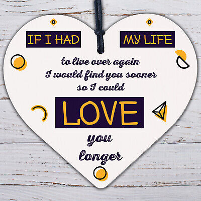 Special Love You Longer Anniversary Gift Friend Wooden Heart Plaque Couple Gifts