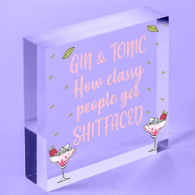 Funny Gin & Tonic Gift For Gin Lovers Hanging Alcohol Kitchen Bar Pub Plaque