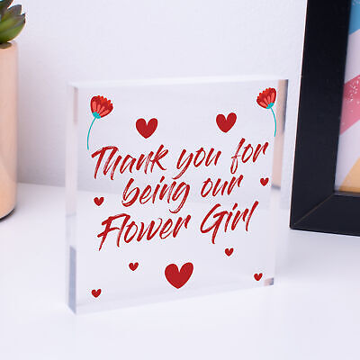 Thank You For Being Our Flower Girl Gift Engraved Heart Wedding Gift Keepsake