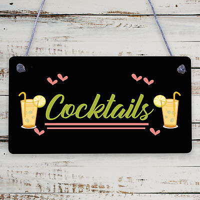 Cocktail Neon Effect Hanging Plaque Home Bar Pub Sign Friendship Man Cave Sign