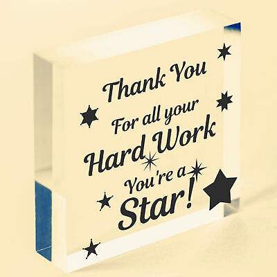 Colleague THANK YOU Gifts Wooden Heart Plaque Employee Teacher Volunteer Gifts