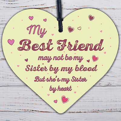 Sister By Heart Best FRIEND Gift Heart Christmas Friendship Gift Birthday Plaque