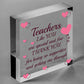 Teachers Like You Wood Heart Plaque Leaving Gift Nursery Preschool Thank You