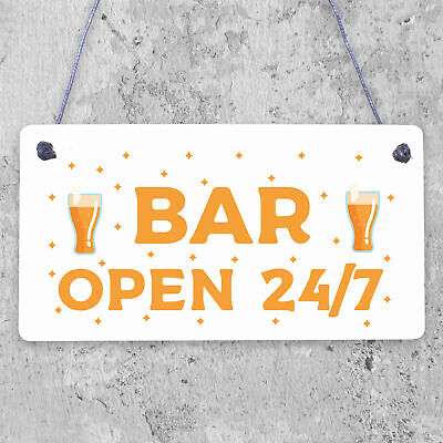 Bar Sign Pub Club Home Bar Open Display Hanging Plaque Kitchen Friendship Gift