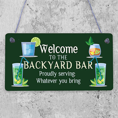 Novelty Garden Sign Backyard Bar Plaque Alcohol Man Cave Vintage Beer Gin Sign