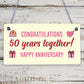 Congratulations 50th Wedding Anniversary Gift Plaque Gold Gift Mum Dad Keepsake