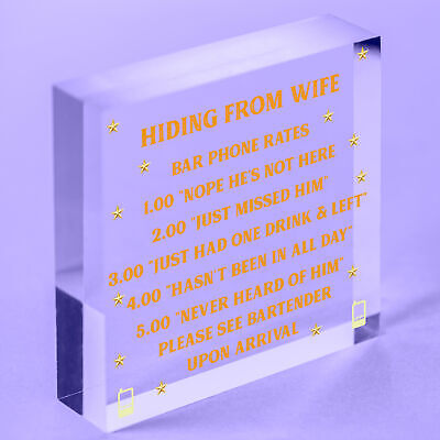 Gifts For Him Funny Man Cave Hiding From Wife Sign Pub Bar Plaque Dad Birthday