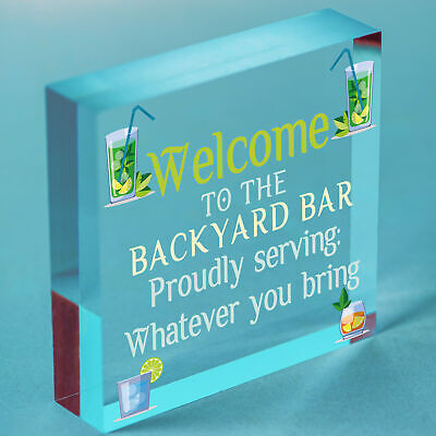 Novelty Garden Sign Backyard Bar Plaque Alcohol Man Cave Vintage Beer Gin Sign