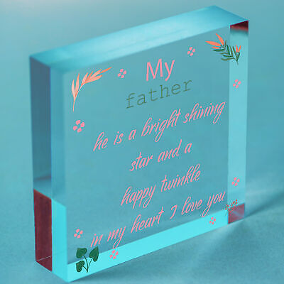 Dad Father Memorial Hanging Wood Heart Remembrance Plaque Keepsake Gift For Dad