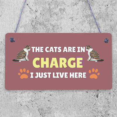 The Cats Are In Charge Hanging Sign Funny Cat Gift Home Decor Gift For Women