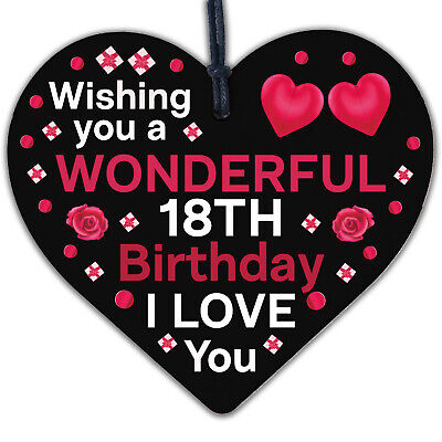 18th Birthday Wood Heart Card For Daughter Best Friend Sister Gift 18 Decoration