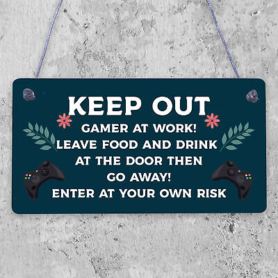 Funny Sign Keep Out Gamer At Work Man Cave Door Wall Plaque Dad Gifts For Men