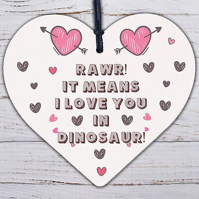 Rawr I Love You Novelty Wooden Hanging Heart Plaque Funny Valentines Day Gift