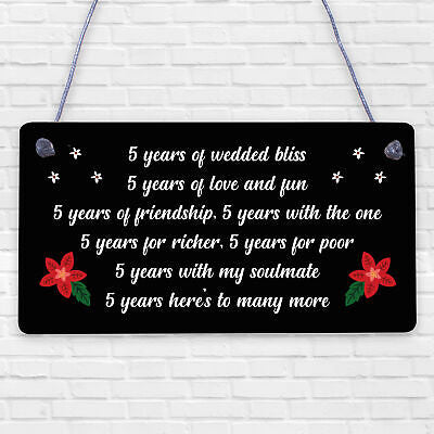 5th Wedding Anniversary Card Gift For Husband Wife Five Year Anniversary Gift