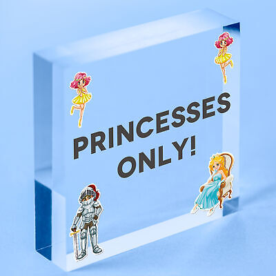 Princesses Only Plaque Door Nursery Bedroom Sign Baby Girl Fairytale Decor Gifts