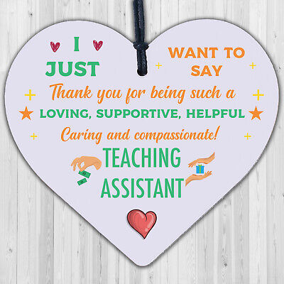 Teaching Assistant Thank You Gift Wood Heart Teacher Nursery Leaving School Gift