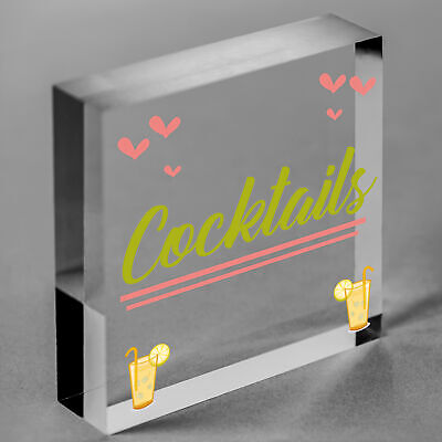 Cocktail Neon Effect Hanging Plaque Home Bar Pub Sign Friendship Man Cave Sign