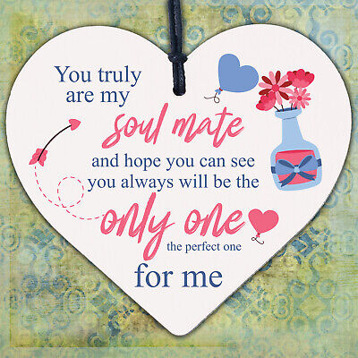 Soulmate Gifts Wood Heart Anniversary Valentines Day Gift Soulmate Birthday Card