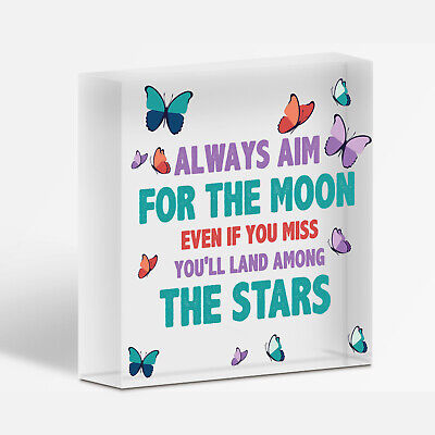 Always Aim For The Moon Wooden Hanging Heart Shaped Friendship Gift Plaque Sign