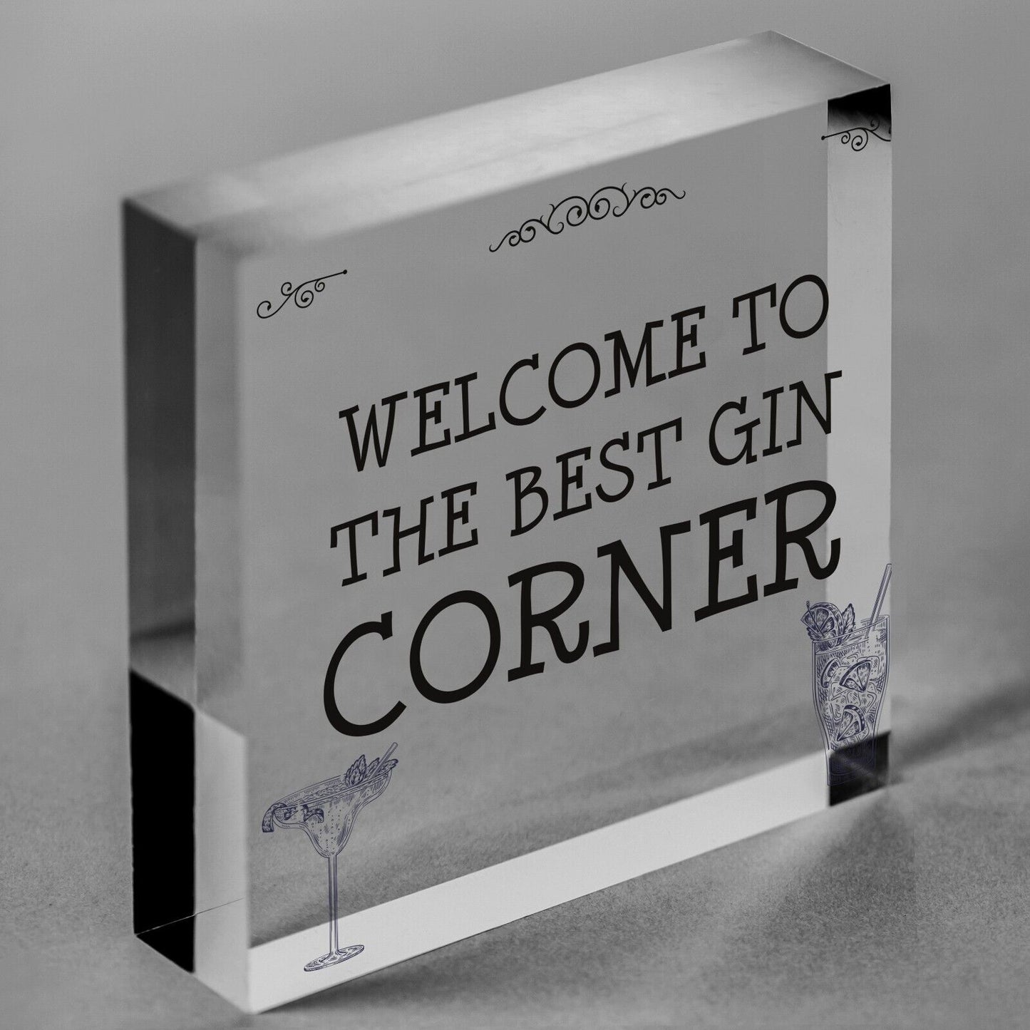 Best Gin Corner Sign Shabby Chic Home Bar Garden Shed Sign Alcohol Gin Gift