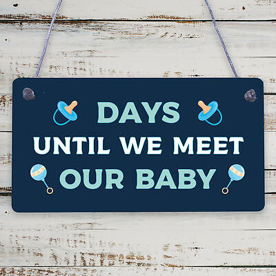 Chic Countdown New Baby Pregnancy mum Hanging Wall Plaque Sign Baby Shower Gift