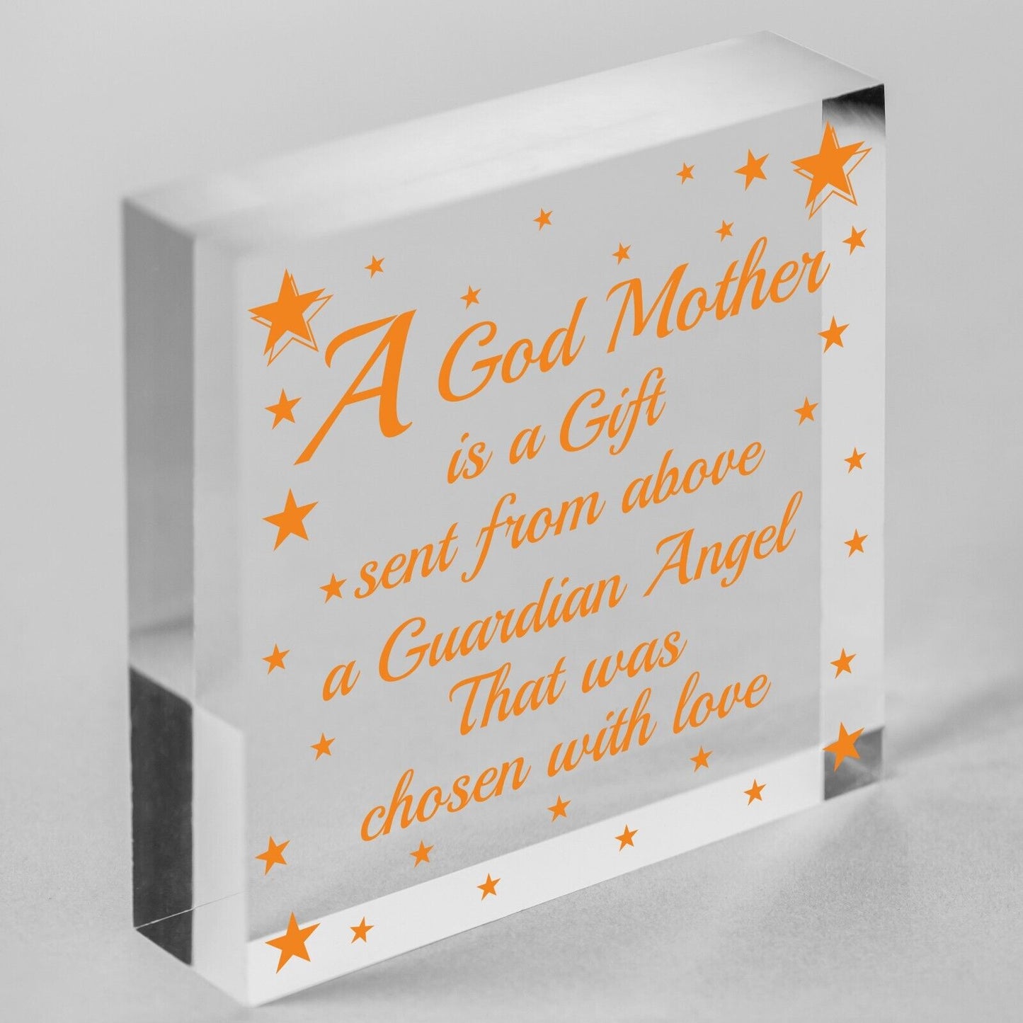 Thank You Godmother Wood Heart Godfather Godparent Gift Novelty Christening Card