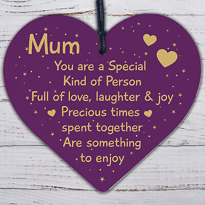 Special Mum Gifts From Son Daughter Birthday Christmas Wood Heart Mum Poem