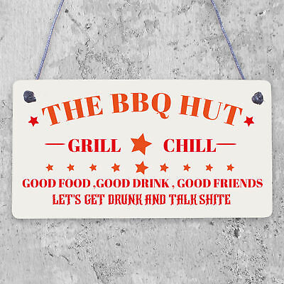 BBQ Signs For Outside The BBQ Hut Sign Garden Sign For Outdoor Shed Plaque Gift