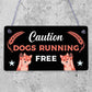 Caution Beware Dogs Running Free Dog Warning Sign Security Garden Plaque