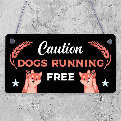 Caution Beware Dogs Running Free Dog Warning Sign Security Garden Plaque