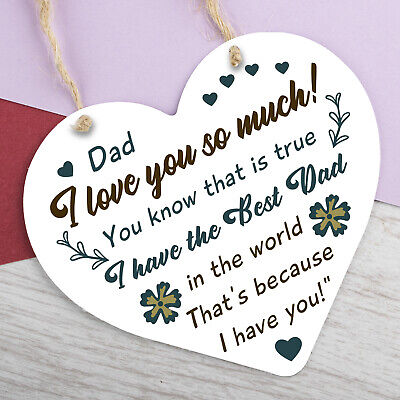 Dad Gift For Birthday Fathers Day Engraved Wood Heart Gift From Son Daughter