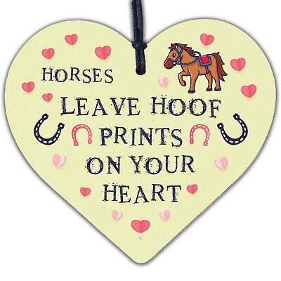 Cute Horse Lover Gift Wood Heart Horse Signs And Plaque Horse Signs For Bedroom