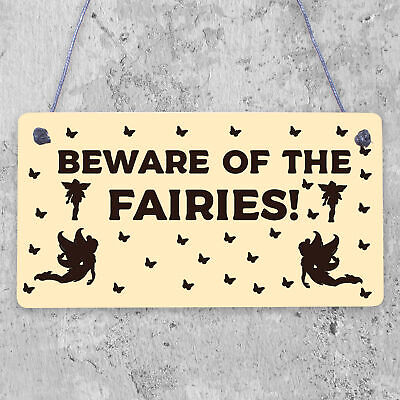 Beware Of The Fairies Funny Garden Sign House Door Wall Plaque Fairy Garden Gift