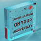 Congratulations On Your Anniversary Wooden Hanging Heart Plaque Love Gift Sign