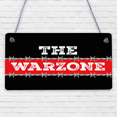 THE WARZONE Boys Gaming Bedroom Man Cave Sign Gift For Him Keepsake