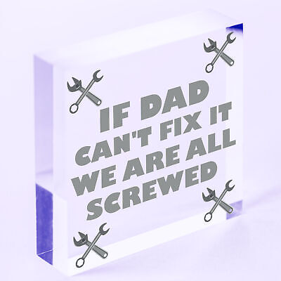 Dad Fix It Screwed Man Cave Garage Shed Plaque Funny Dad Birthday Christmas Gift