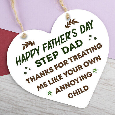 Step Dad Fathers Day Gifts Wooden Heart Funny Fathers Day Card Gift For Step Dad