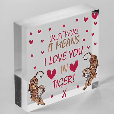 Rawr I Love You Novelty Wooden Hanging Heart Gift Valentines Day Present Sign