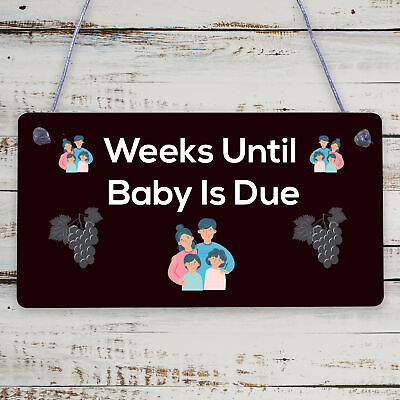 Weeks Until Baby Is Due Chalkboard Hanging Plaque Baby Shower Pregnancy Gift