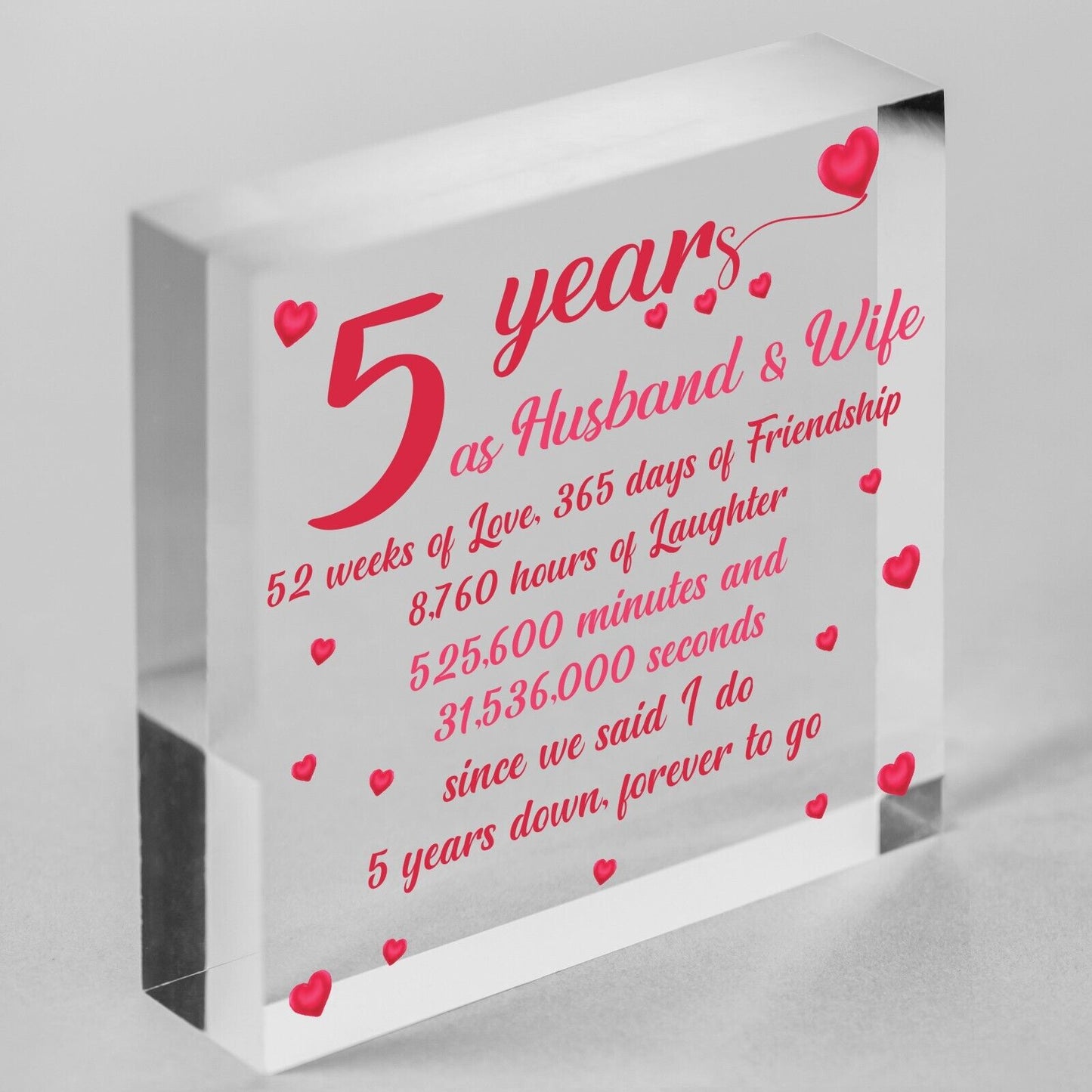 5th Wood Anniversary Block Five Year Anniversary Gift For Her Gift For Men