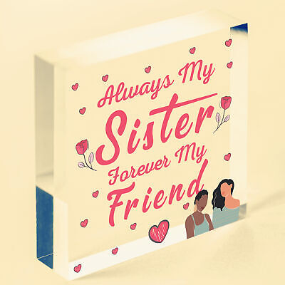 Always My Sister Forever My Friend Wooden Hanging Heart Gift Sisters Love Plaque