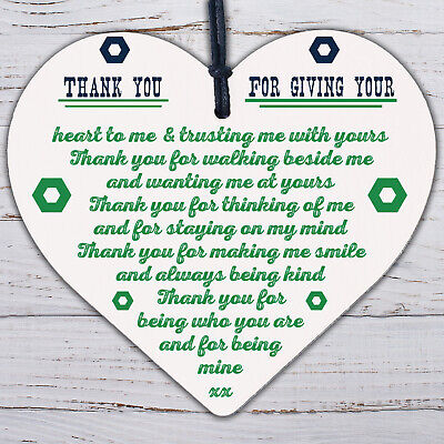 Thank You Heart Plaque Romantic Anniversary Valentines Day Gift For Husband Wife