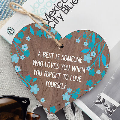 Best Friend Gift For Women Handmade Wooden Heart Friendship Plaque Sign Keepsake