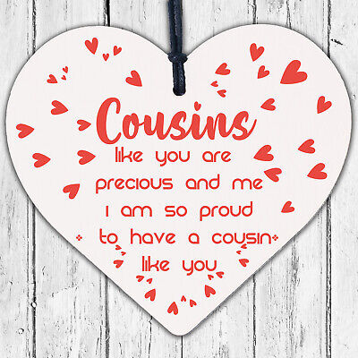 Cousin Gifts Handmade Wood Heart Family Plaque Birthday Keepsake Thank You Gift